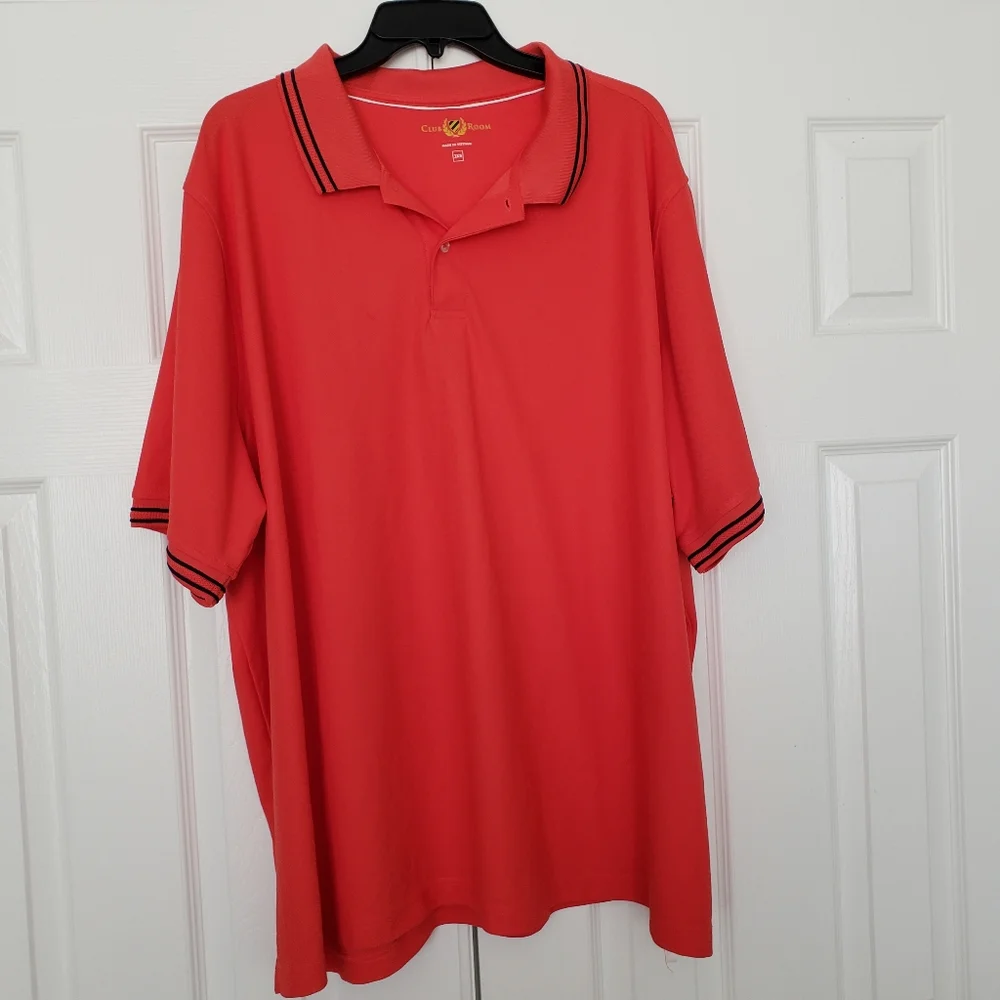 Club Room Men's Polo Shirt Orange With Navy Blue Trim and 1 Black Polo - Picture 1 of 6